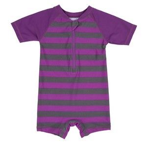 Leveret Baby One Piece UPF 50 Rash Guard/Swimsuit, 12-18 Month Front Zip Striped